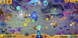 Giao diện bắn cá với nhiều loại súng và mục tiêu sống động - tải game bắn cá Fishing Diary