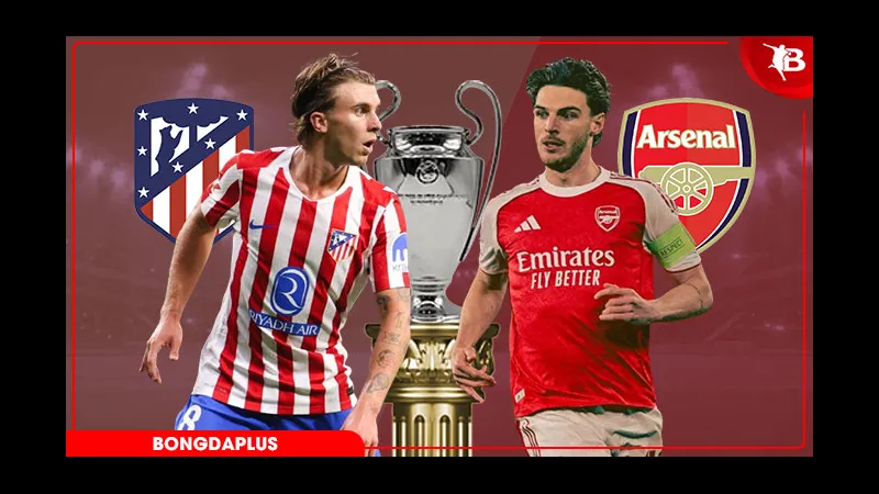 Cầu thủ Atletico Madrid và Arsenal tranh chấp trên sân